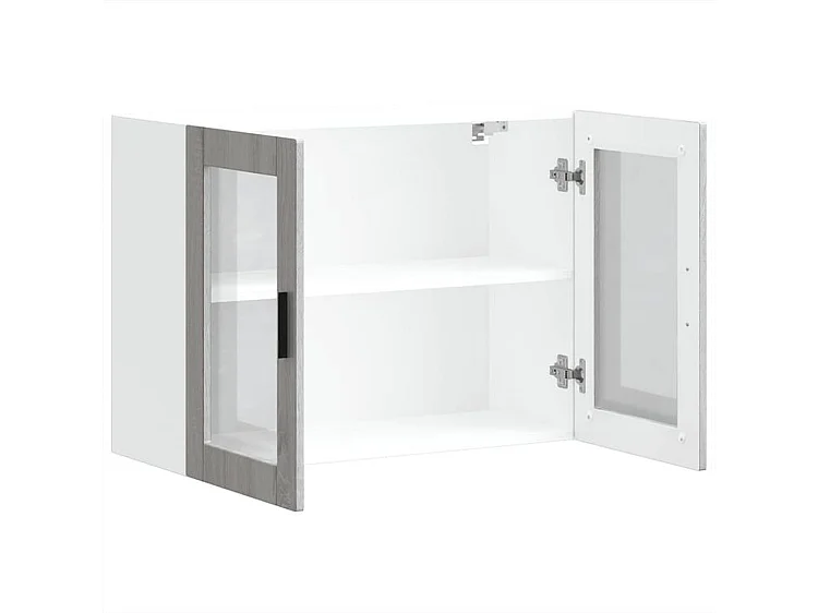 Armoire murale de cuisine avec porte en verre Porto sonoma gris