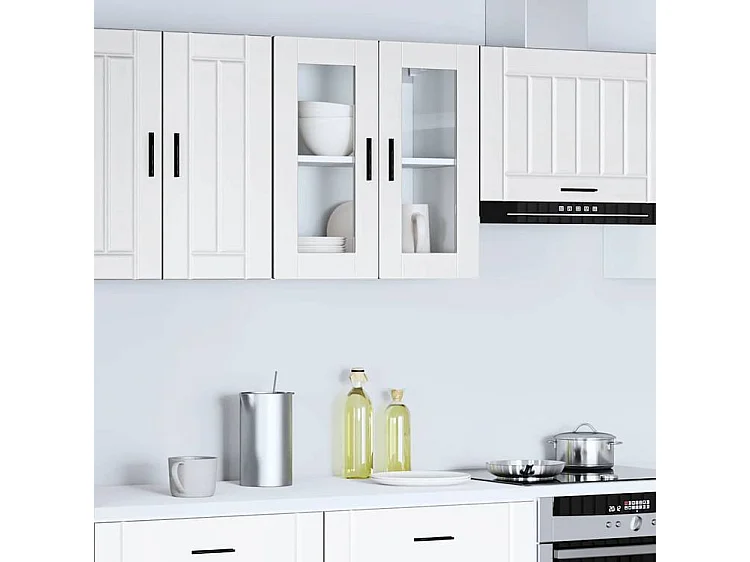 Armoire murale de cuisine avec porte en verre Porto blanc