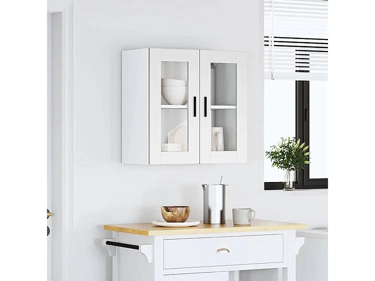Armoire murale de cuisine avec porte en verre Porto blanc
