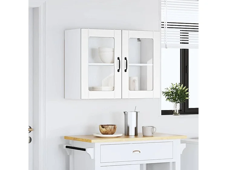 Armoire murale de cuisine avec porte en verre Lucca blanc