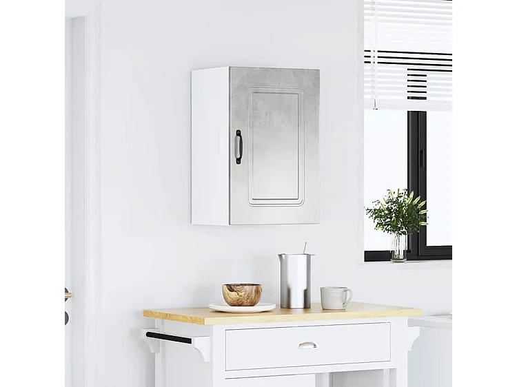 Armoire murale de cuisine Kalmar gris béton bois d'ingénierie