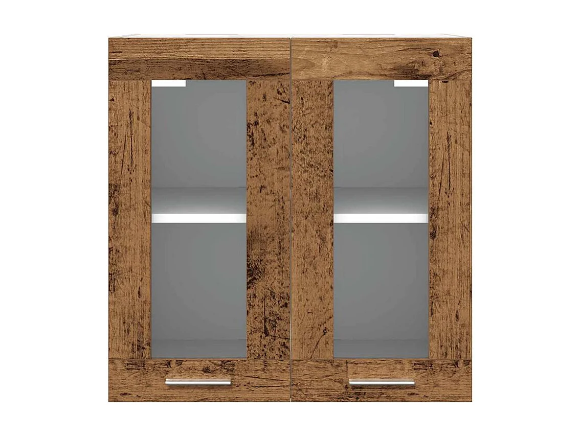 Armoire murale de cuisine avec porte en verre vieux bois