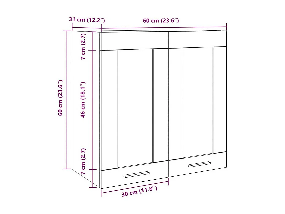 Armoire murale de cuisine avec porte en verre vieux bois