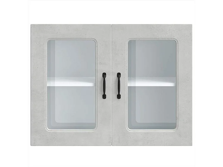 Armoire murale de cuisine avec porte en verre Kalmar gris béton