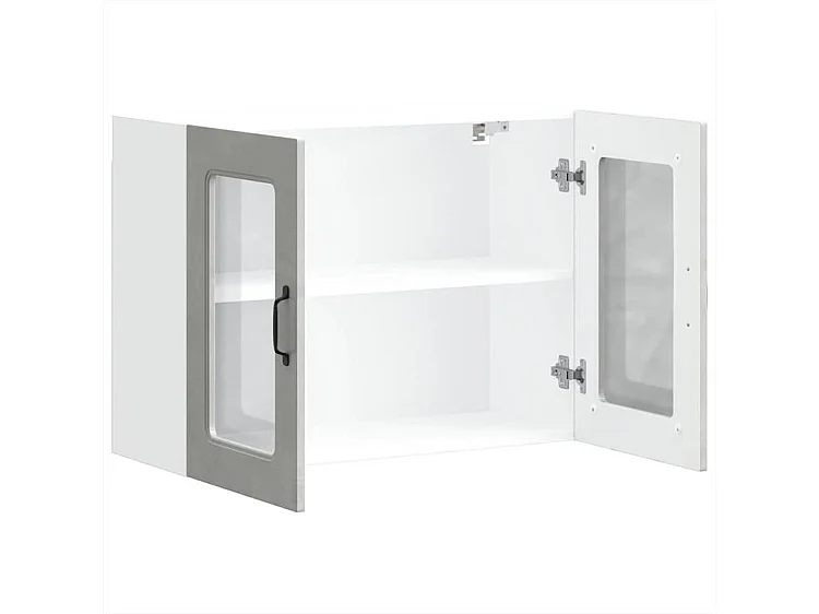 Armoire murale de cuisine avec porte en verre Kalmar gris béton