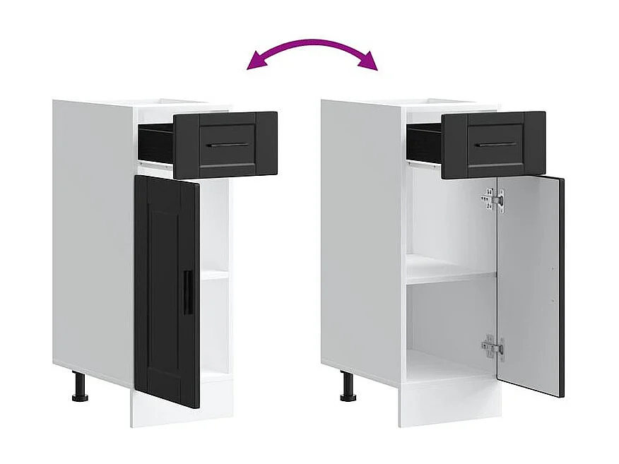 Armoire de cuisine Porto noir bois d'ingénierie