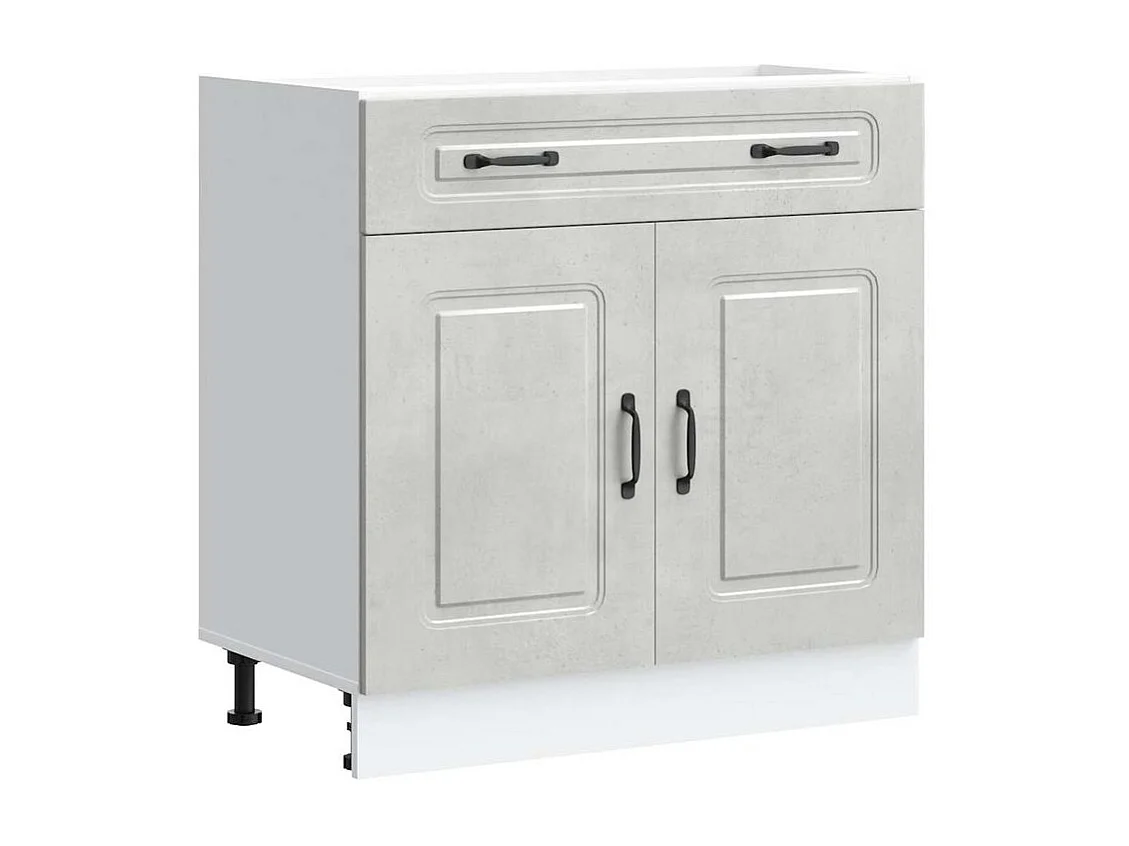 Armoire de cuisine Kalmar gris béton bois d'ingénierie