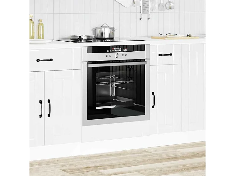 Armoire de four Lucca blanc brillant bois ingénierie
