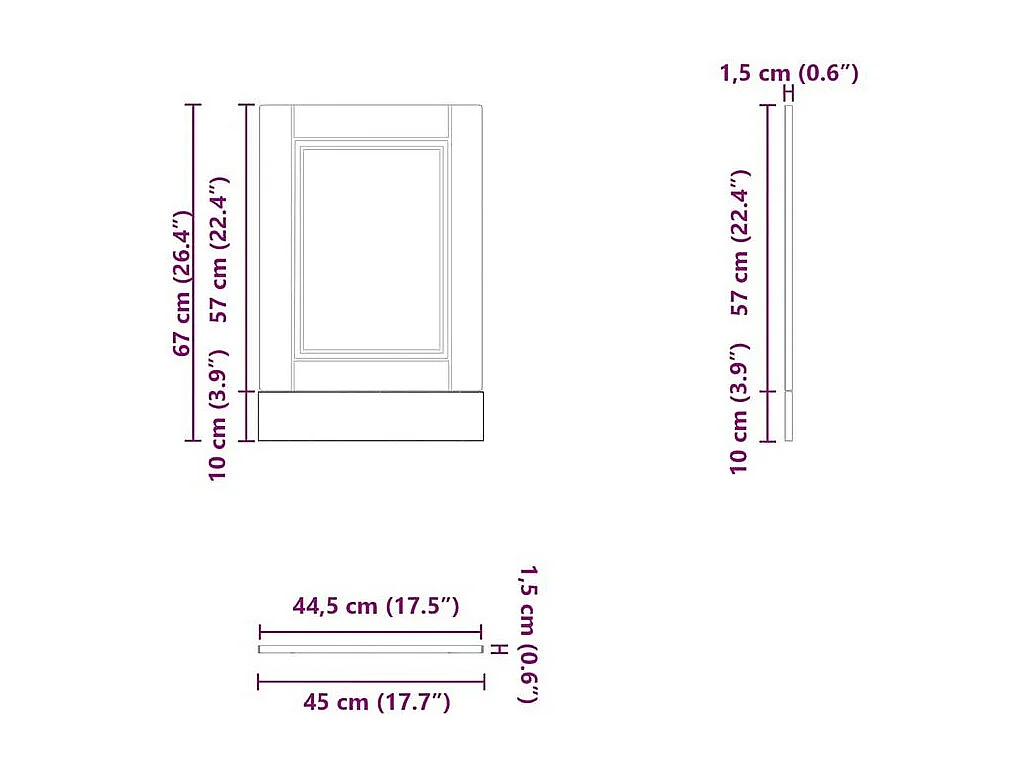 Panneau de lave-vaisselle Porto blanc brillant 45x1,5x67