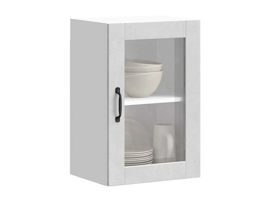 Armoire murale de cuisine avec porte en verre Porto gris béton