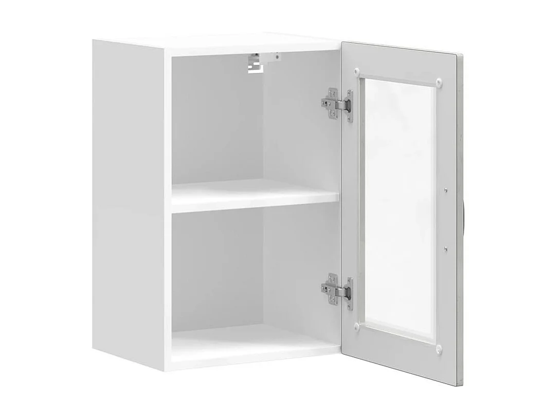 Armoire murale de cuisine avec porte en verre Porto gris béton