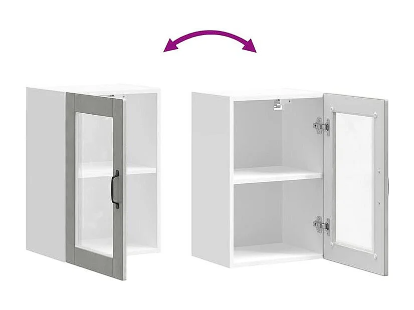 Armoire murale de cuisine avec porte en verre Porto gris béton