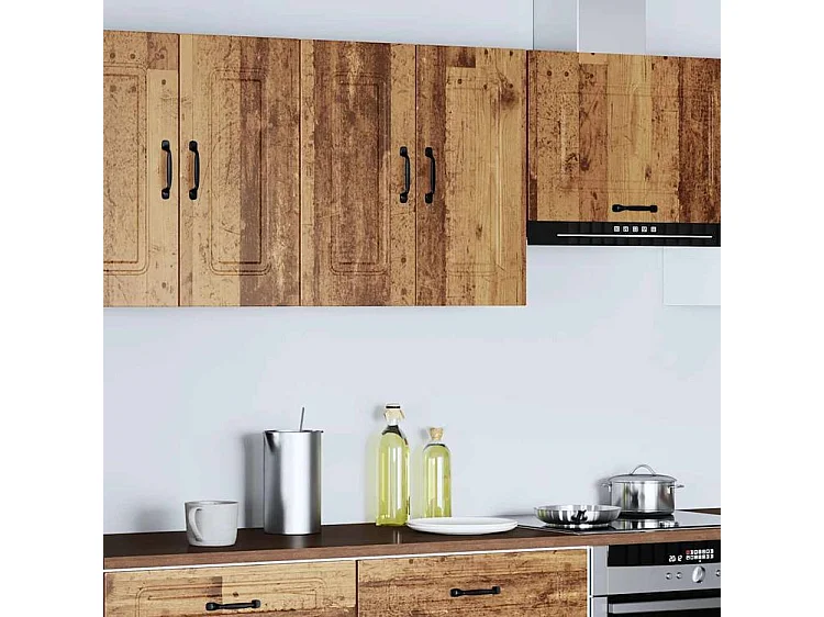 Armoire murale de cuisine Kalmar vieux bois bois d'ingénierie