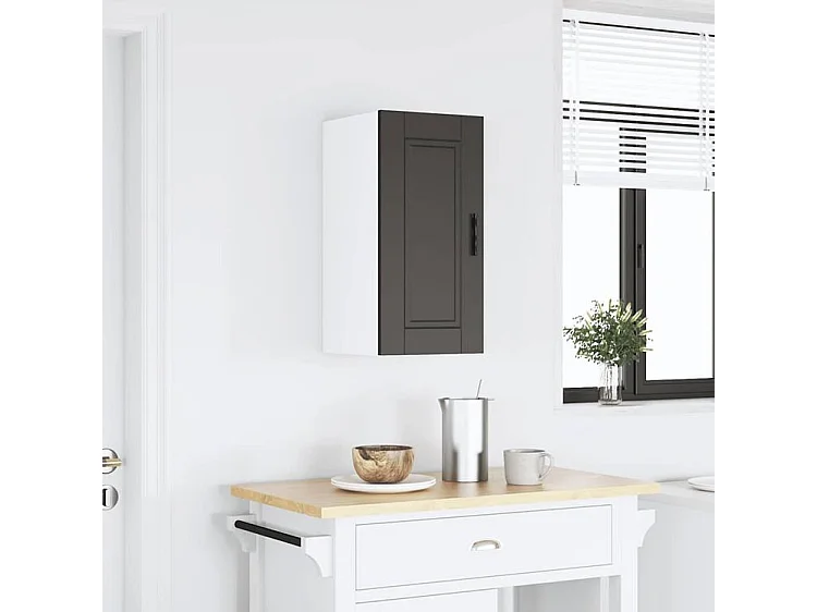 Armoire murale de cuisine Porto noir bois d'ingénierie