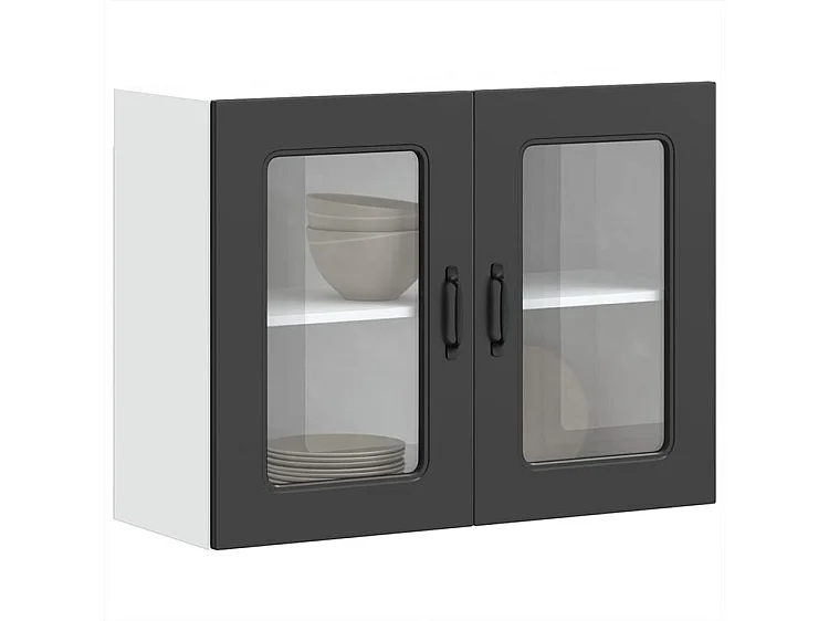 Armoire murale de cuisine avec porte en verre Kalmar noir