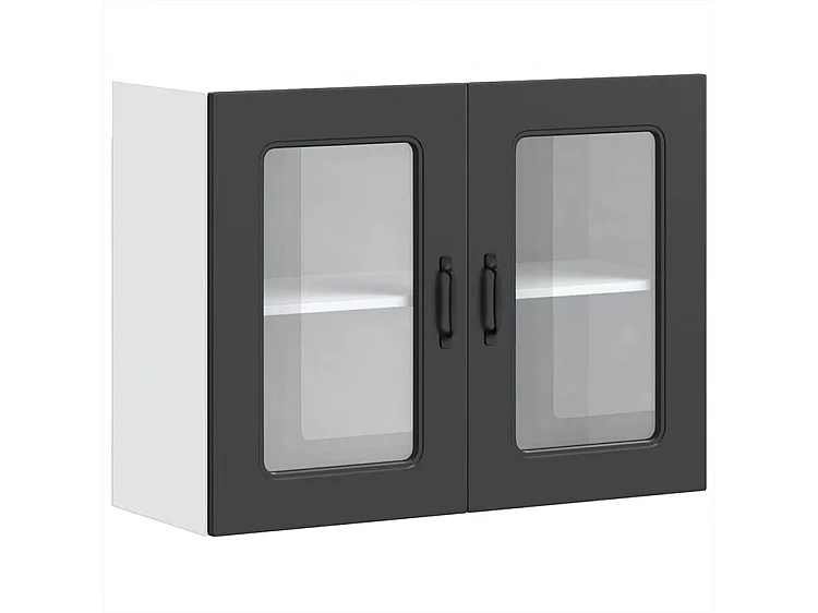 Armoire murale de cuisine avec porte en verre Kalmar noir