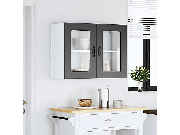Armoire murale de cuisine avec porte en verre Kalmar noir