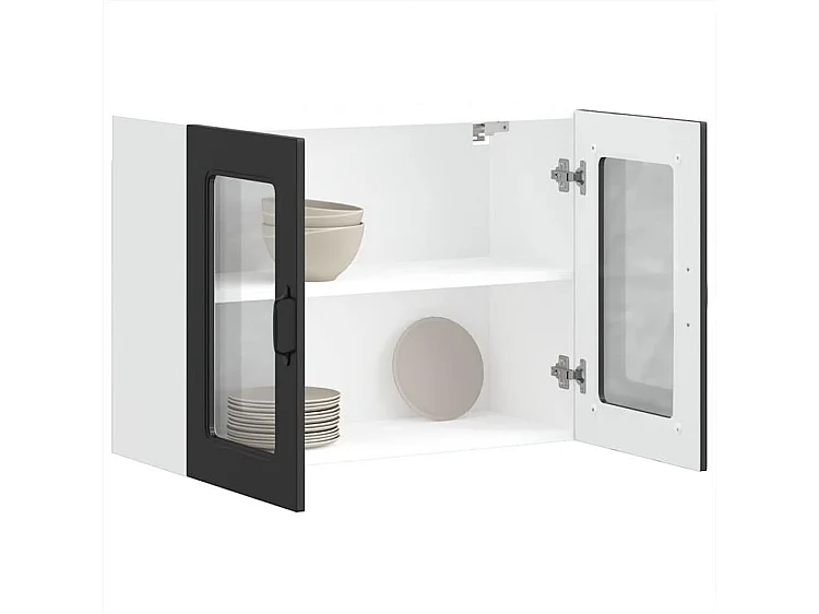 Armoire murale de cuisine avec porte en verre Kalmar noir