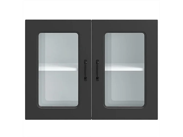 Armoire murale de cuisine avec porte en verre Kalmar noir