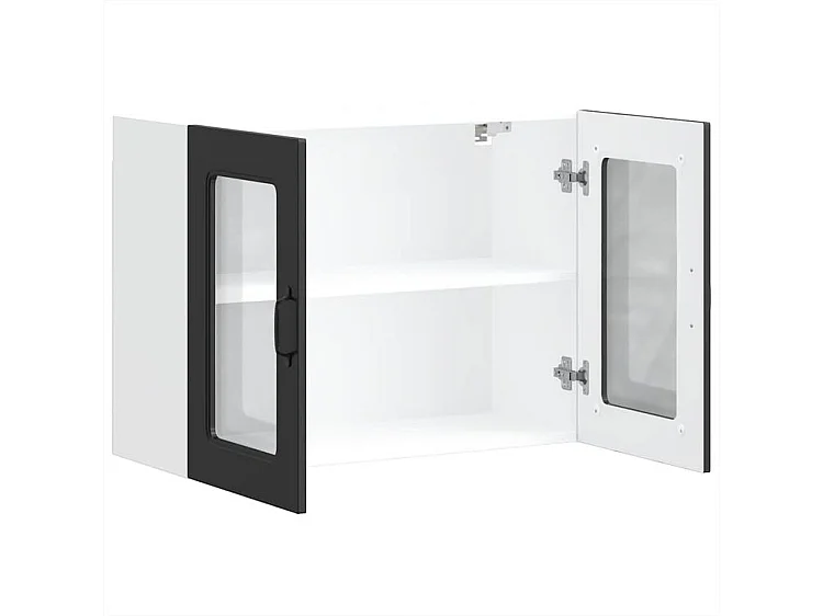 Armoire murale de cuisine avec porte en verre Kalmar noir