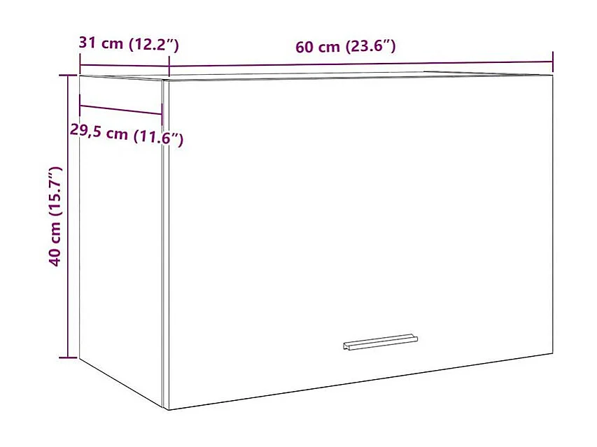Armoire suspendue vieux bois 60x31x40 bois d'ingénierie