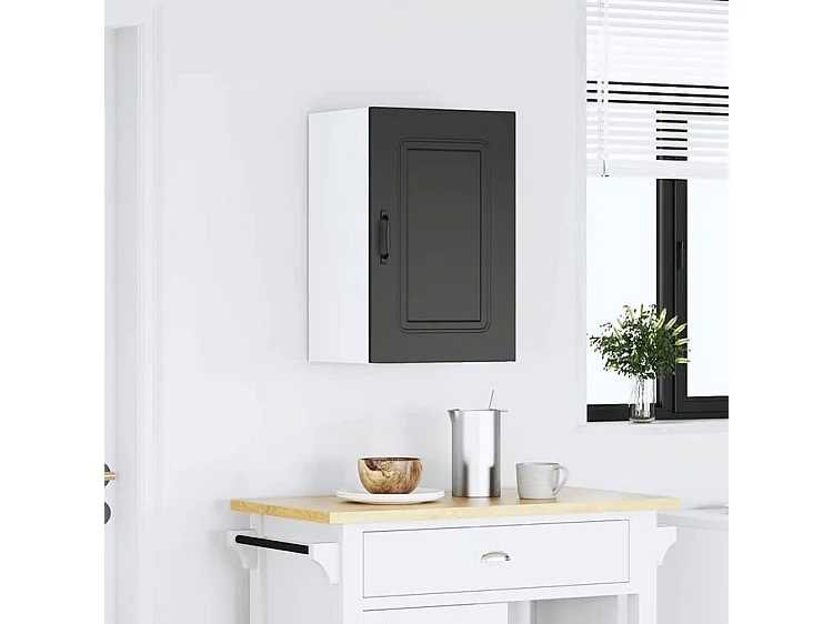 Armoire murale de cuisine Kalmar noir bois d'ingénierie