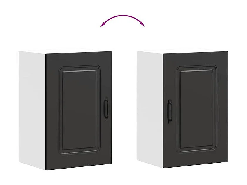 Armoire murale de cuisine Kalmar noir bois d'ingénierie