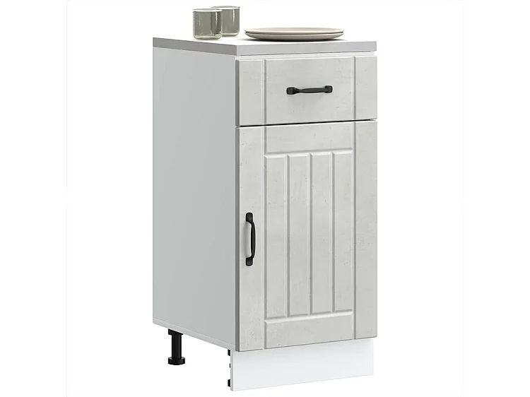 Armoire de cuisine Lucca gris béton bois ingénierie