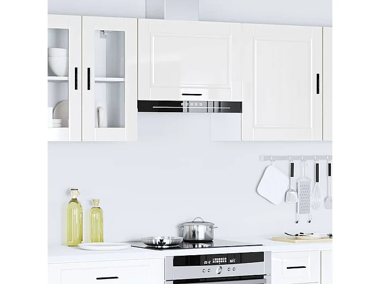 Armoire murale de cuisine Porto blanc brillant bois ingénierie