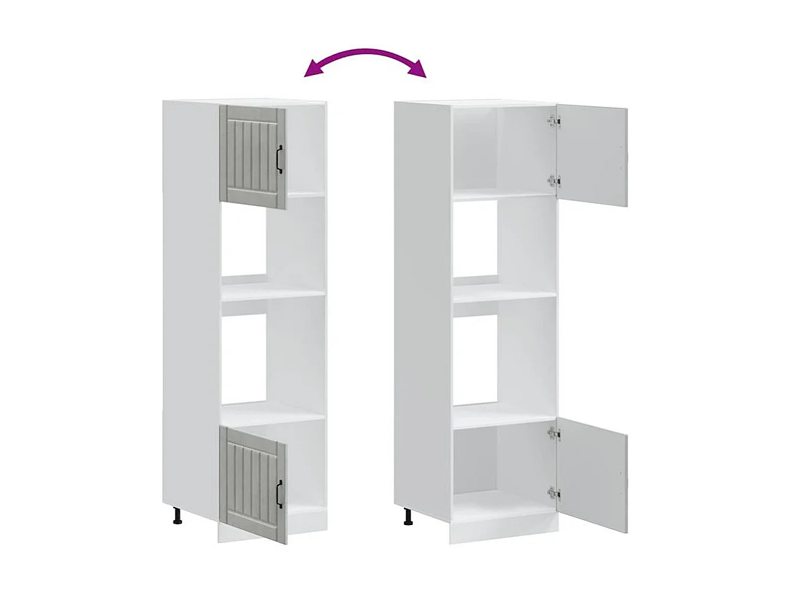 Armoire de four 2 pc Kalmar gris béton bois d'ingénierie