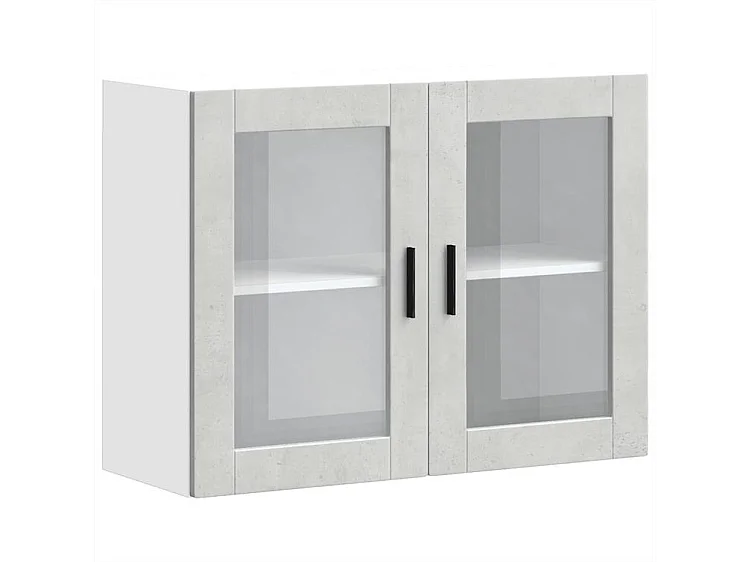Armoire murale de cuisine avec porte en verre Porto gris béton
