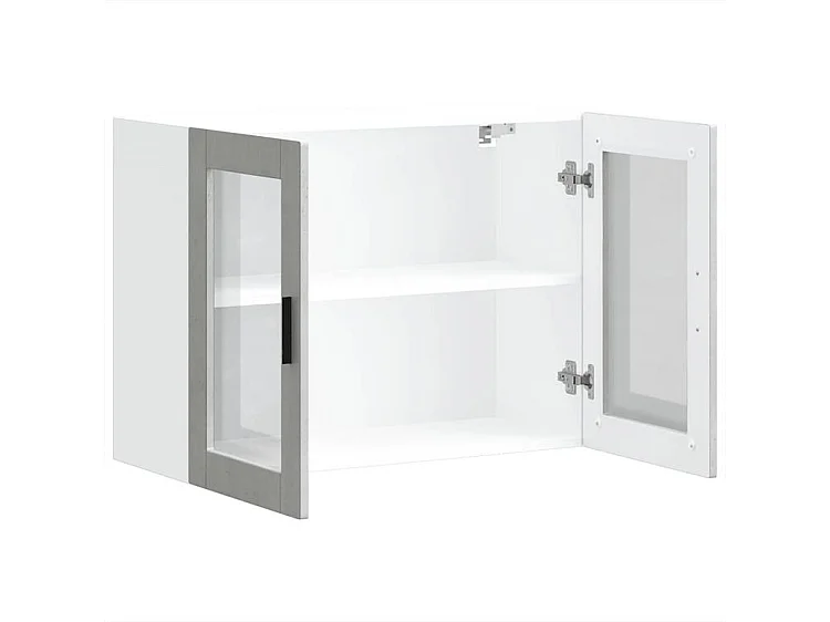 Armoire murale de cuisine avec porte en verre Porto gris béton
