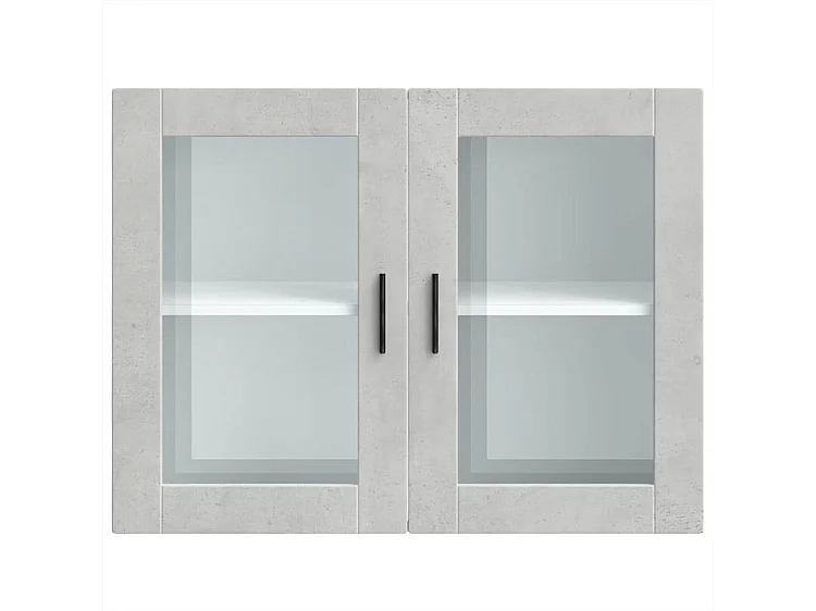 Armoire murale de cuisine avec porte en verre Porto gris béton