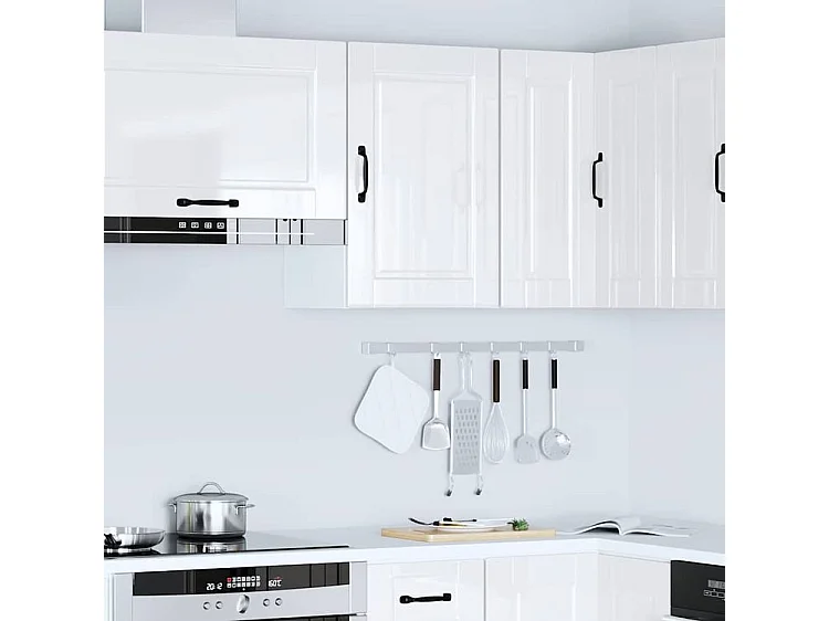 Armoire murale de cuisine Porto blanc brillant bois ingénierie