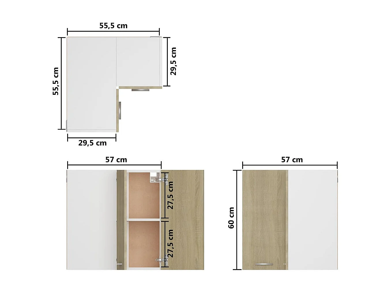 Armoire d'angle suspendue Chêne sonoma 57x57x60