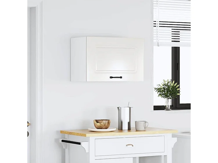 Armoire murale de cuisine Kalmar blanc brillant bois ingénierie