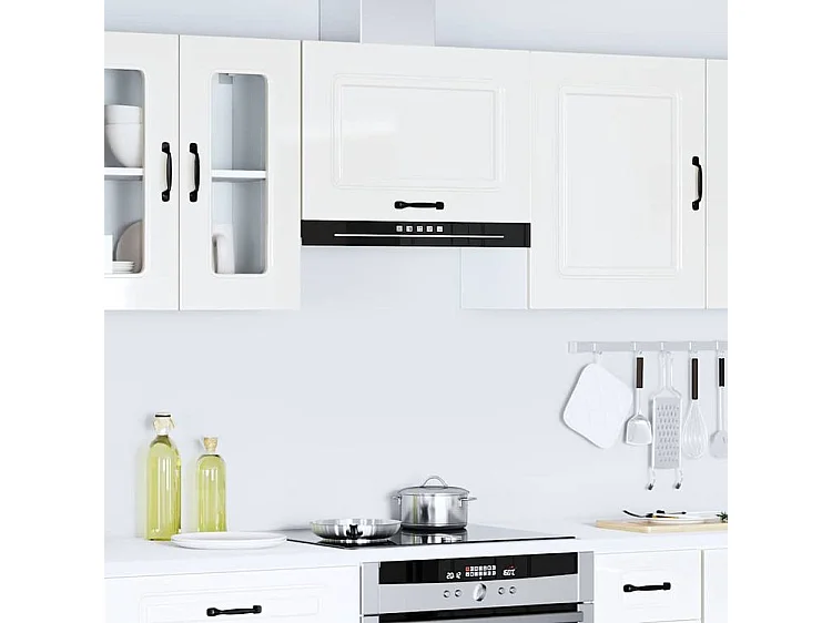 Armoire murale de cuisine Kalmar blanc brillant bois ingénierie