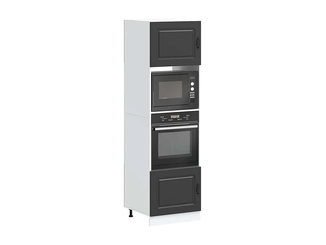 Armoire de four 2 pc Lucca noir bois d'ingénierie