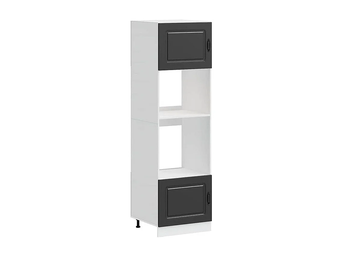 Armoire de four 2 pc Lucca noir bois d'ingénierie
