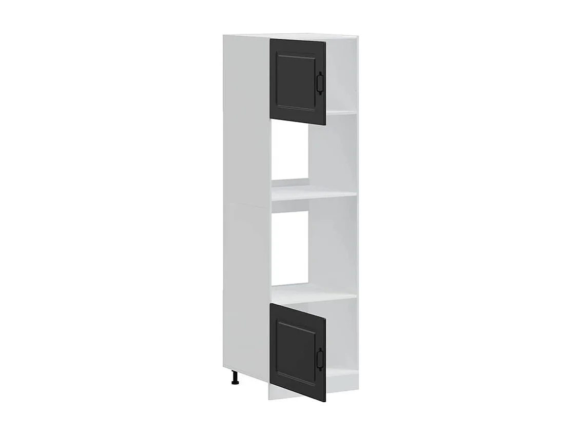 Armoire de four 2 pc Lucca noir bois d'ingénierie