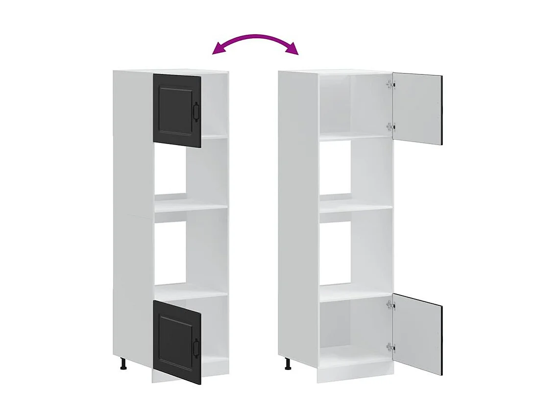 Armoire de four 2 pc Lucca noir bois d'ingénierie