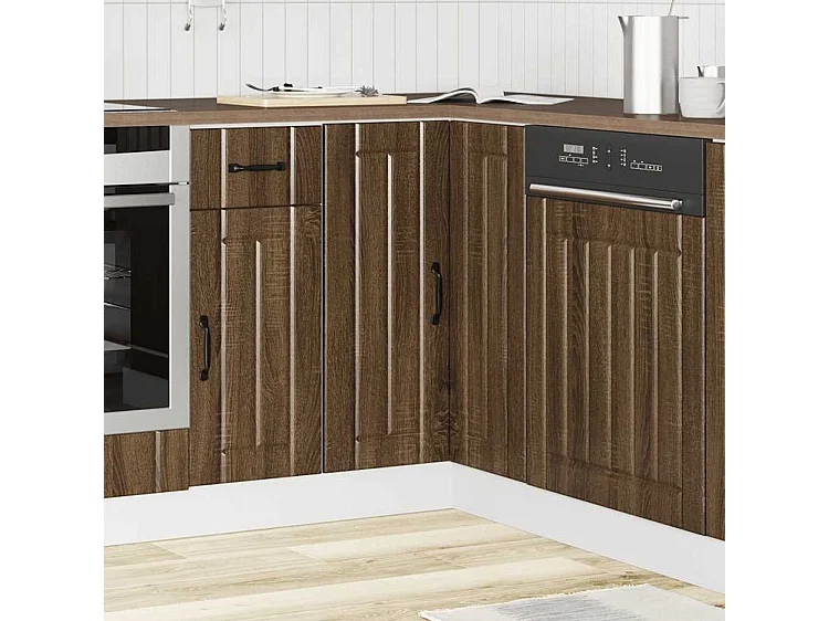 Armoire d'angle de cuisine Lucca chêne marron bois d'ingénierie