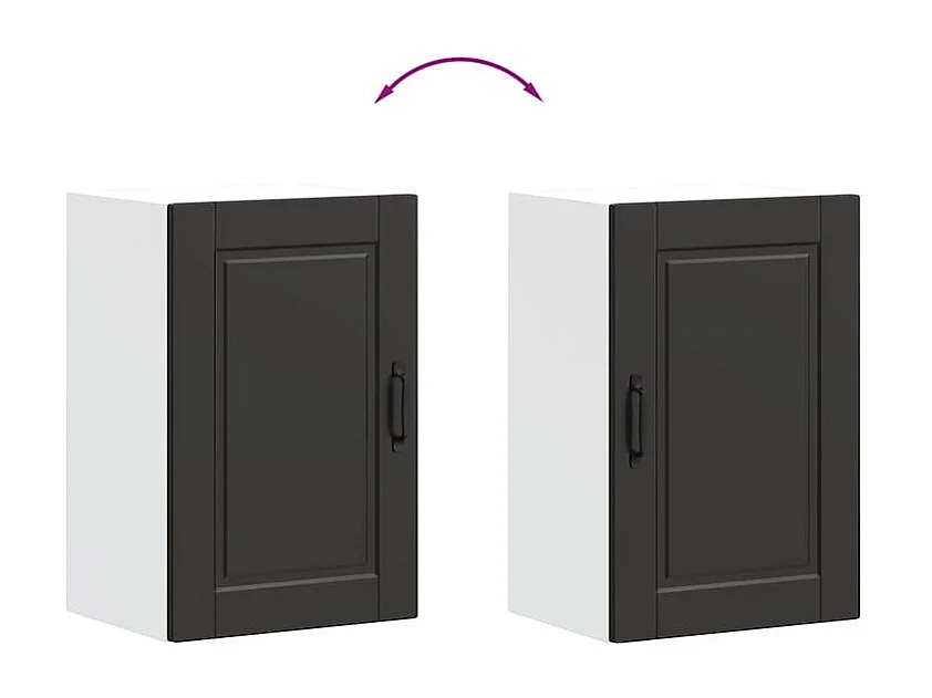 Armoire murale de cuisine Porto noir bois d'ingénierie