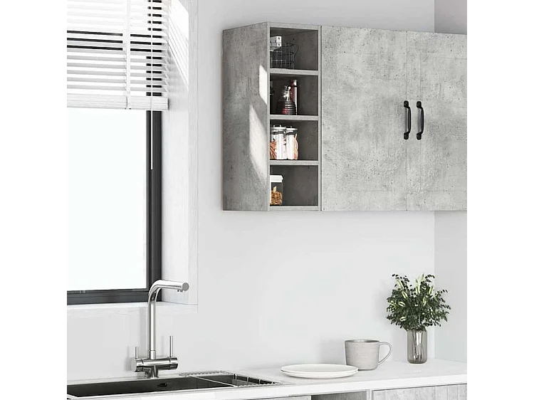 Armoire suspendue gris béton 20x29,5x60 bois d'ingénierie