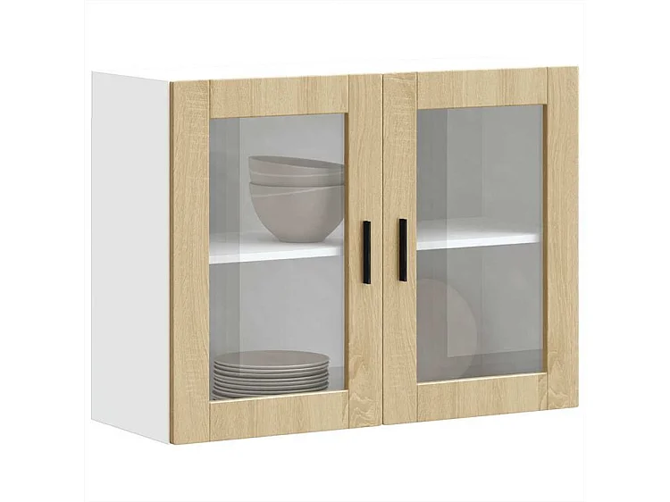 Armoire murale de cuisine et porte en verre Porto chêne sonoma