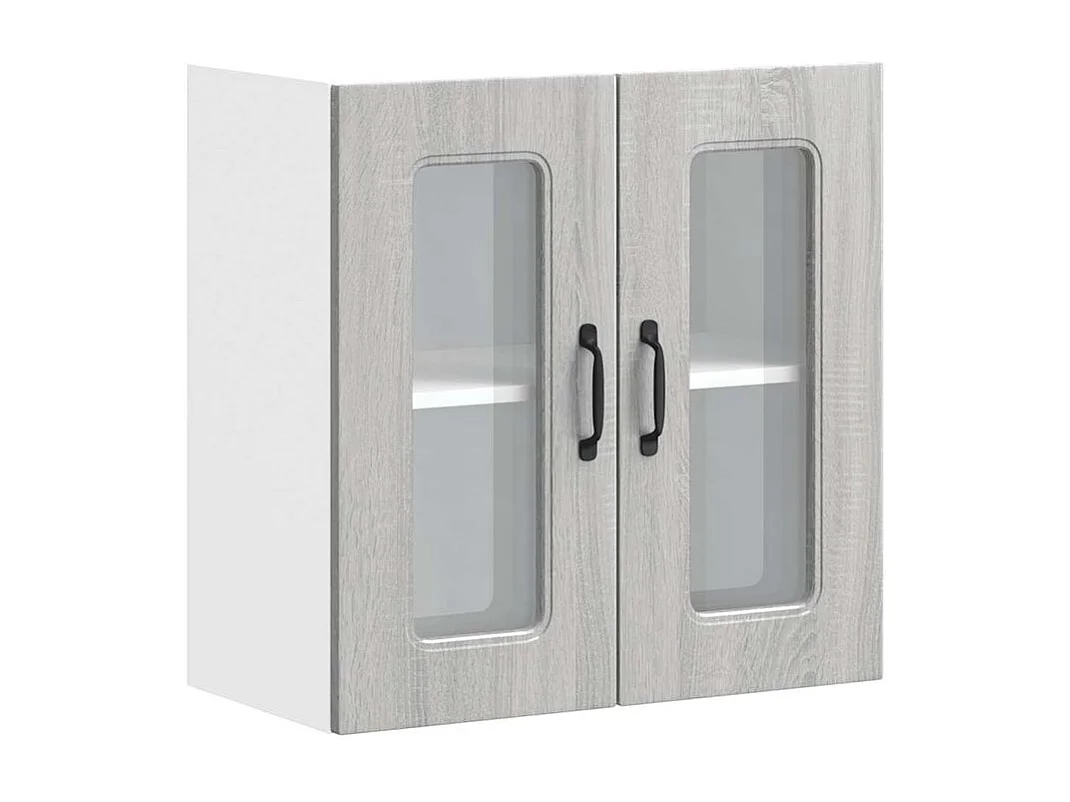 Armoire murale de cuisine et porte en verre Kalmar sonoma gris