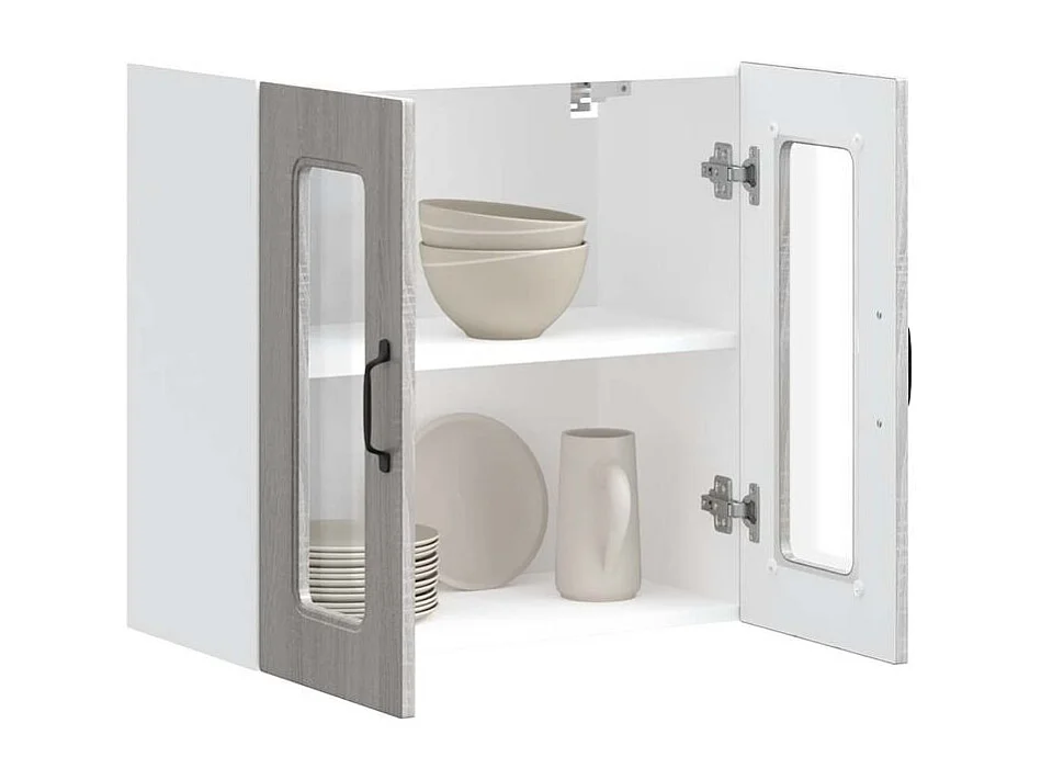 Armoire murale de cuisine et porte en verre Kalmar sonoma gris