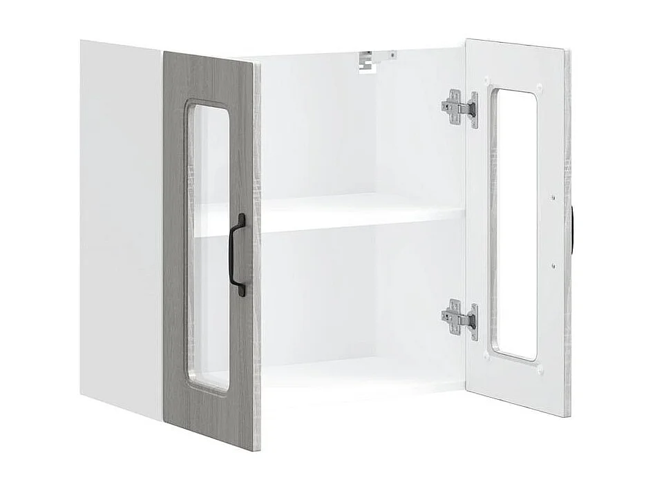 Armoire murale de cuisine et porte en verre Kalmar sonoma gris