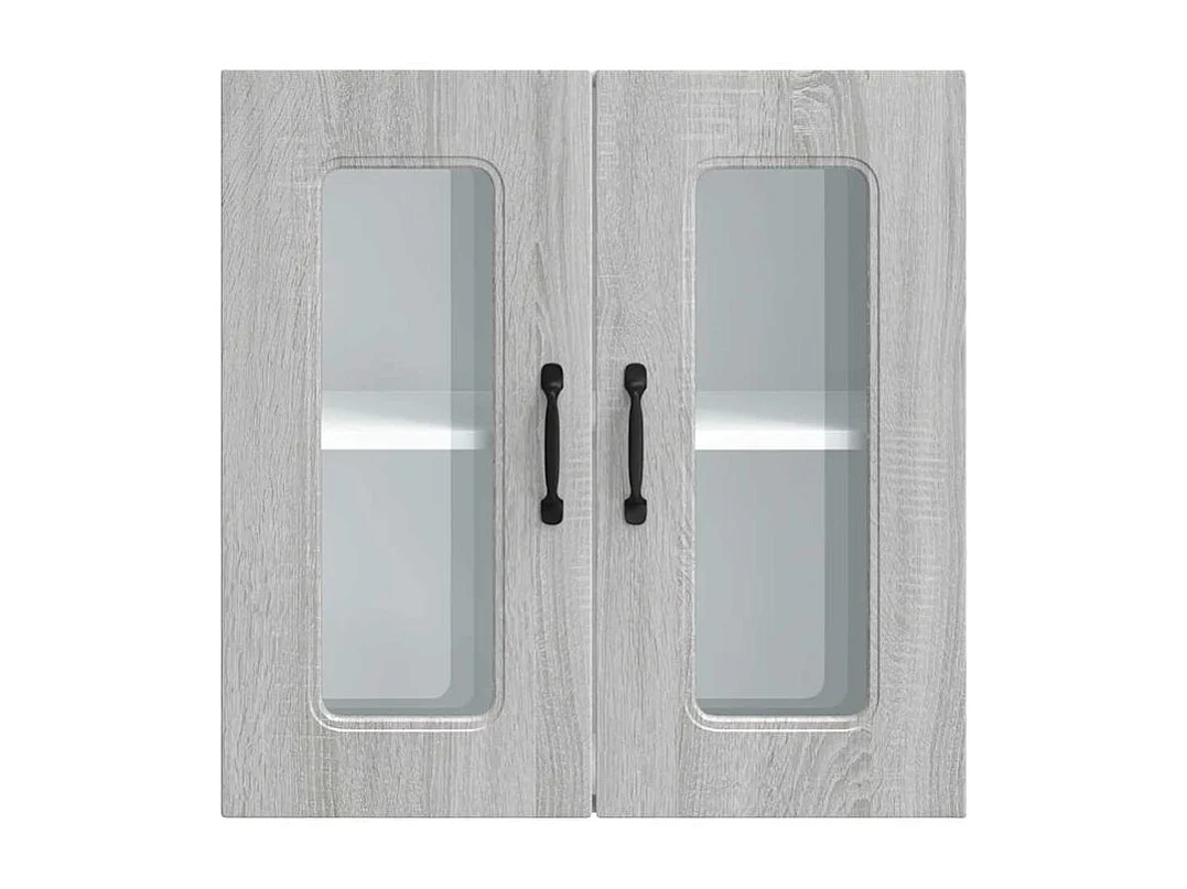 Armoire murale de cuisine et porte en verre Kalmar sonoma gris
