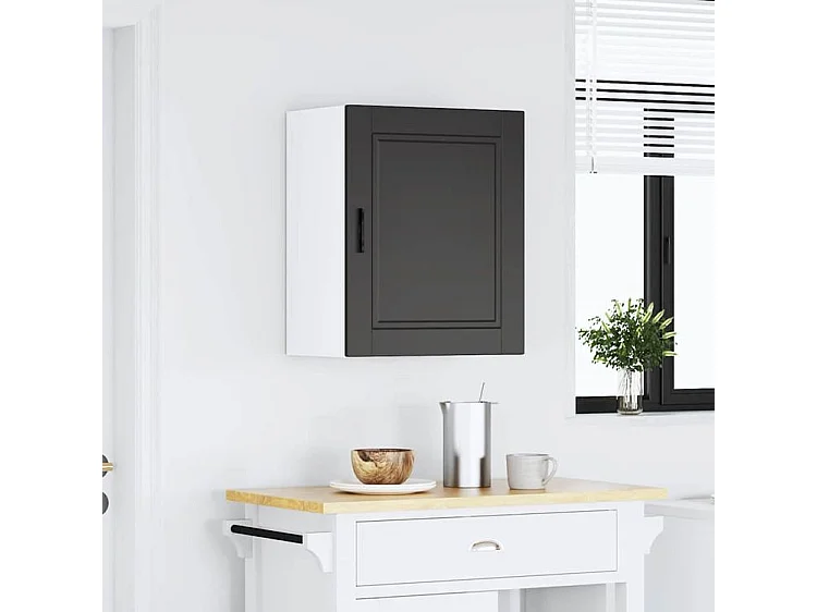 Armoire murale de cuisine Porto noir bois d'ingénierie